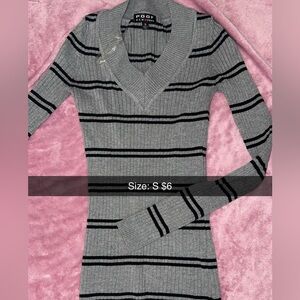 Gray Striped Women's Sweater